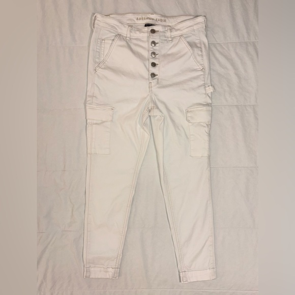 American Eagle Next Level Super Hi-Rise Cargo Jegging Cream Tan - Size 12 Short - Picture 2 of 16
